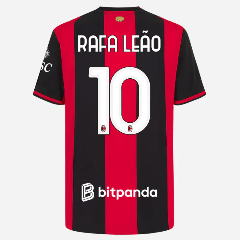 back view of AC Milan 2026/27 home stadium jersey with RAFA LEÃO #10 custom print