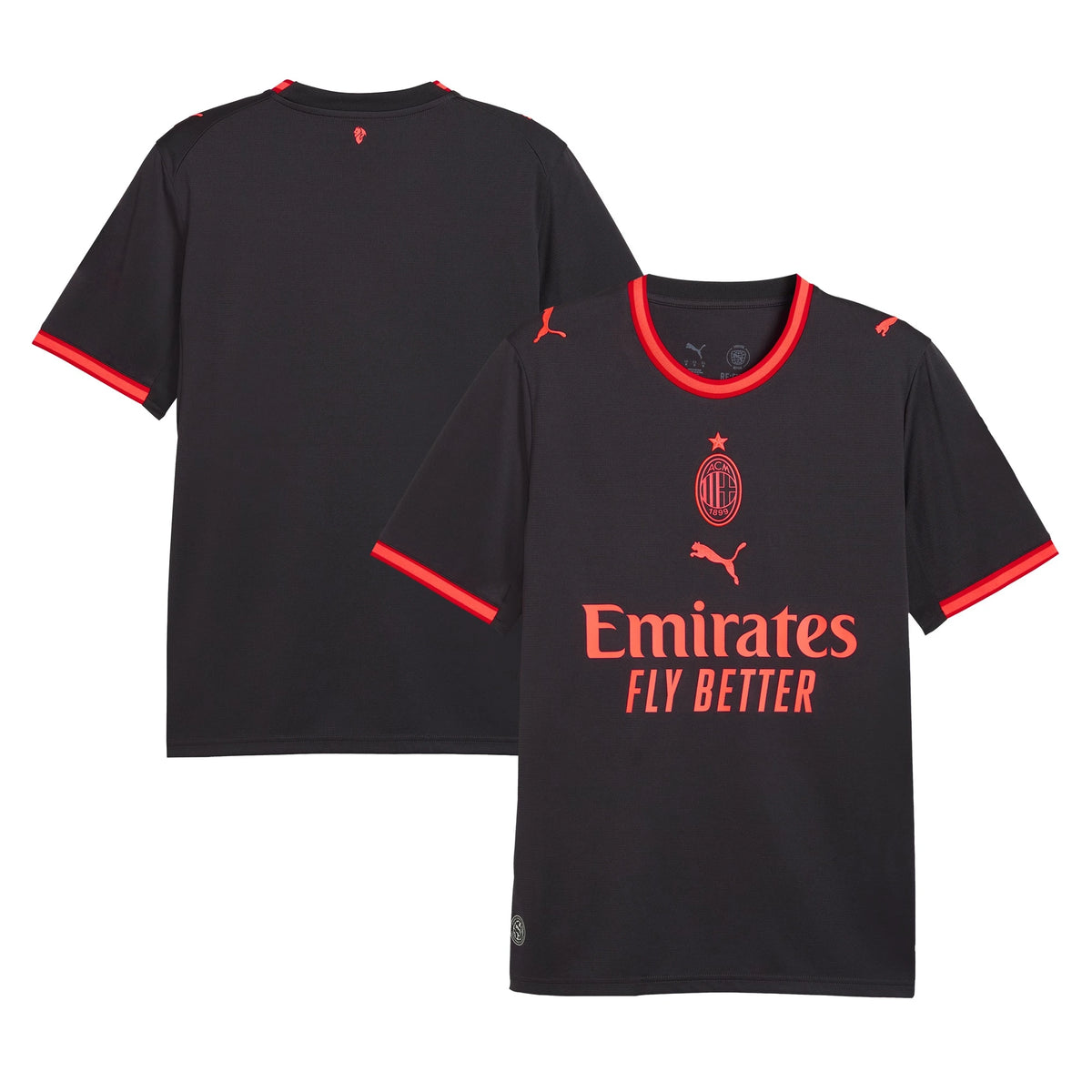 Front and back view of youth AC Milan 2026-2027 third gray replica jersey by Final Third Kit