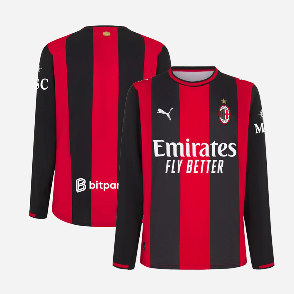 AC Milan 2026/27 long sleeve home jersey front and back view