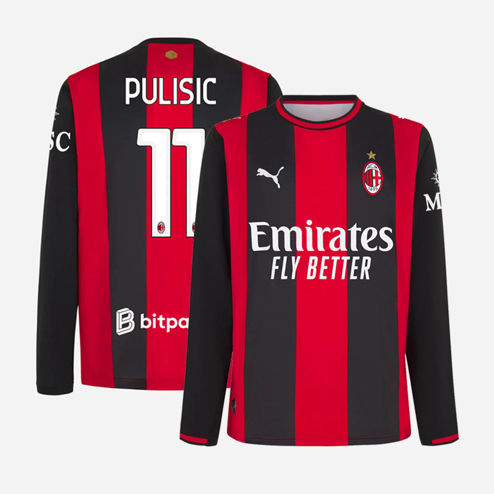 AC Milan 2026/27 long sleeve home jersey with PULISIC #11 custom print