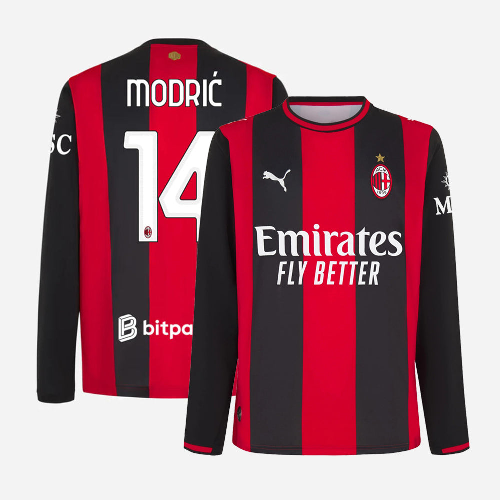 AC Milan 2026/27 long sleeve home jersey with MODRIĆ #14 custom print