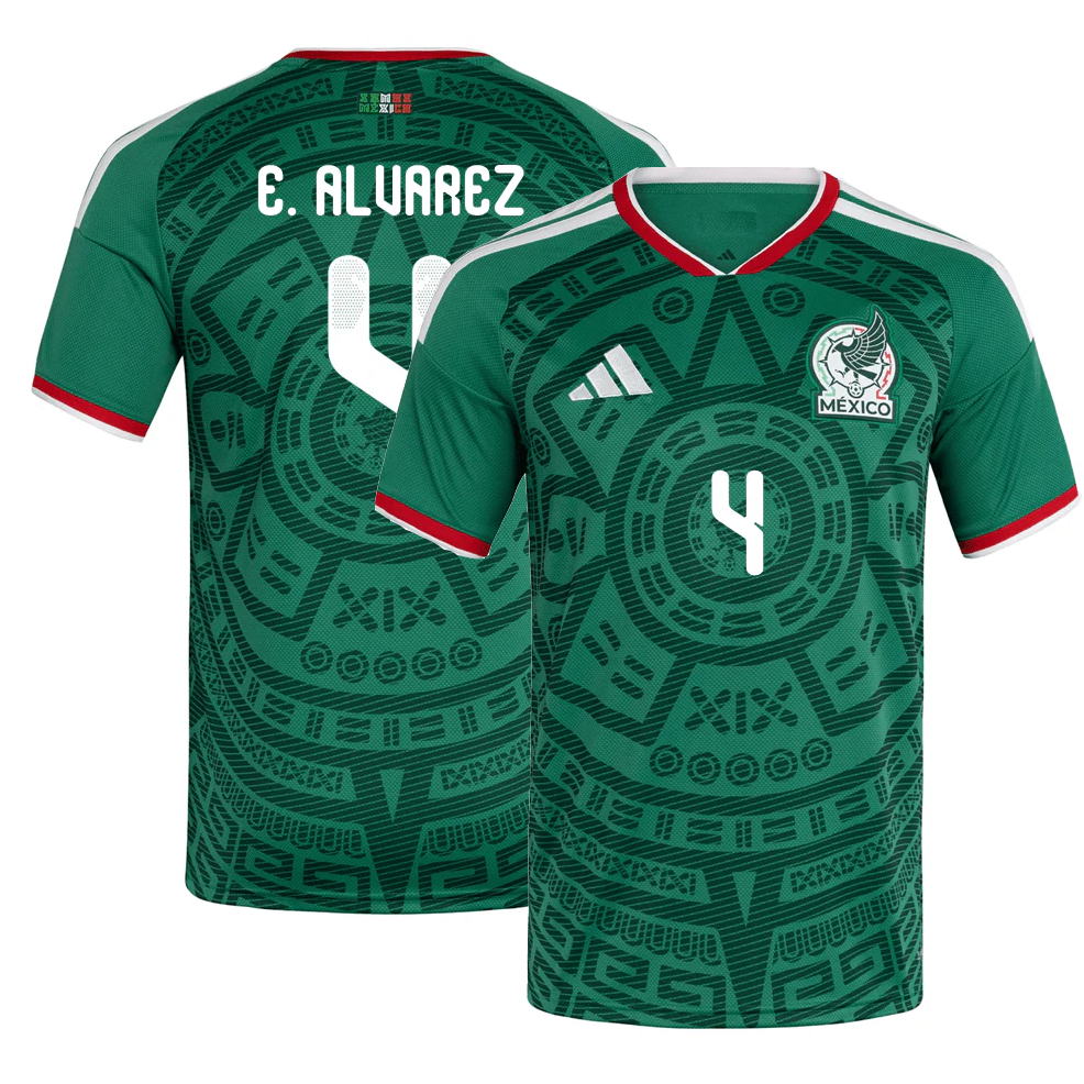 Mexico national team 2026 green home soccer jersey with E. ÁLVAREZ #4 custom print