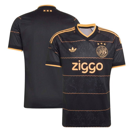 Front and back view of Ajax 2026-2027 away black replica jersey by Final Third Kit