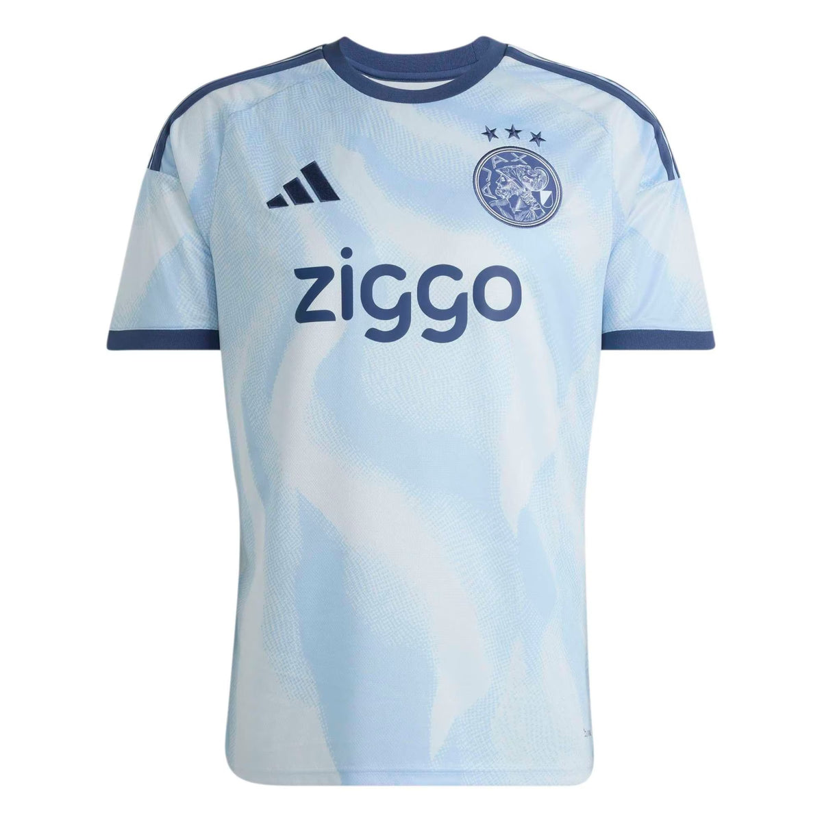 Front view of Ajax 2026-2027 third light blue replica soccer jersey by Final Third Kit