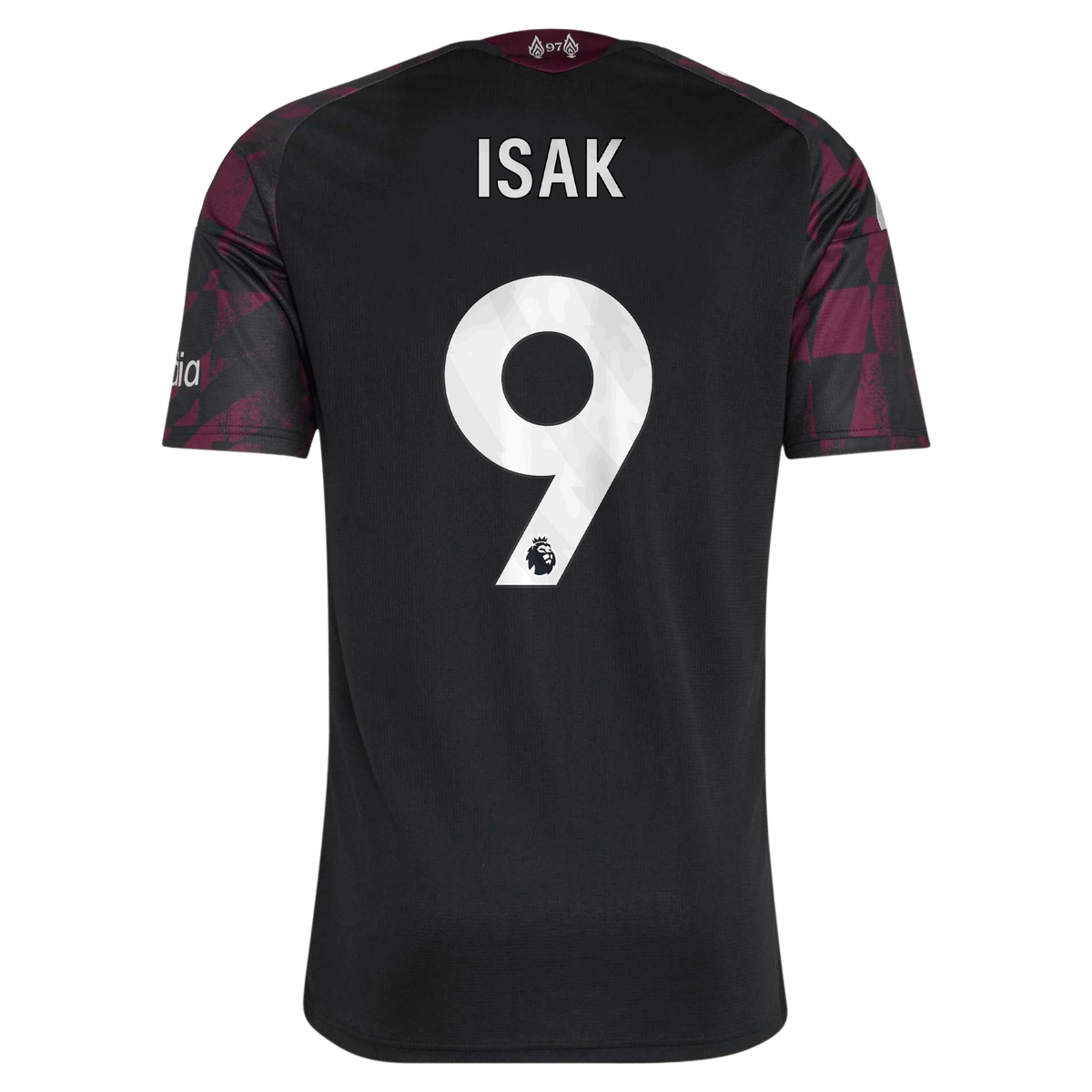 Back view of Liverpool 2026-2027 third black replica football shirt with Alexander Isak name and number 9 printing by Final Third Kit