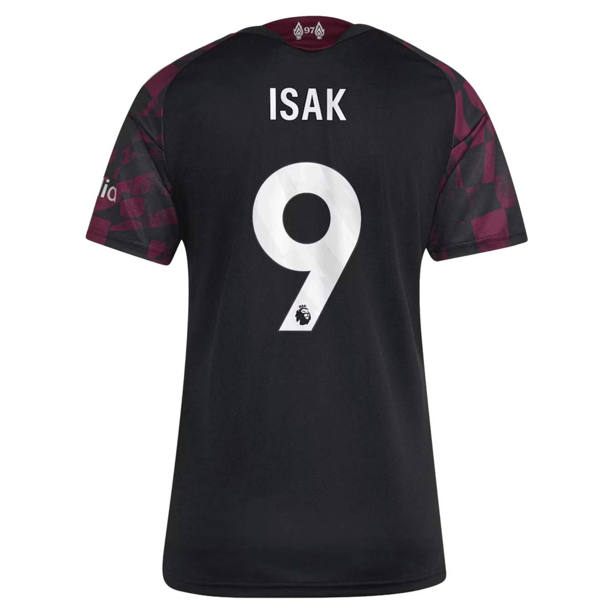 Back view of women's Liverpool 2026-2027 third black replica football shirt with Alexander Isak name and number 9 printing by Final Third Kit