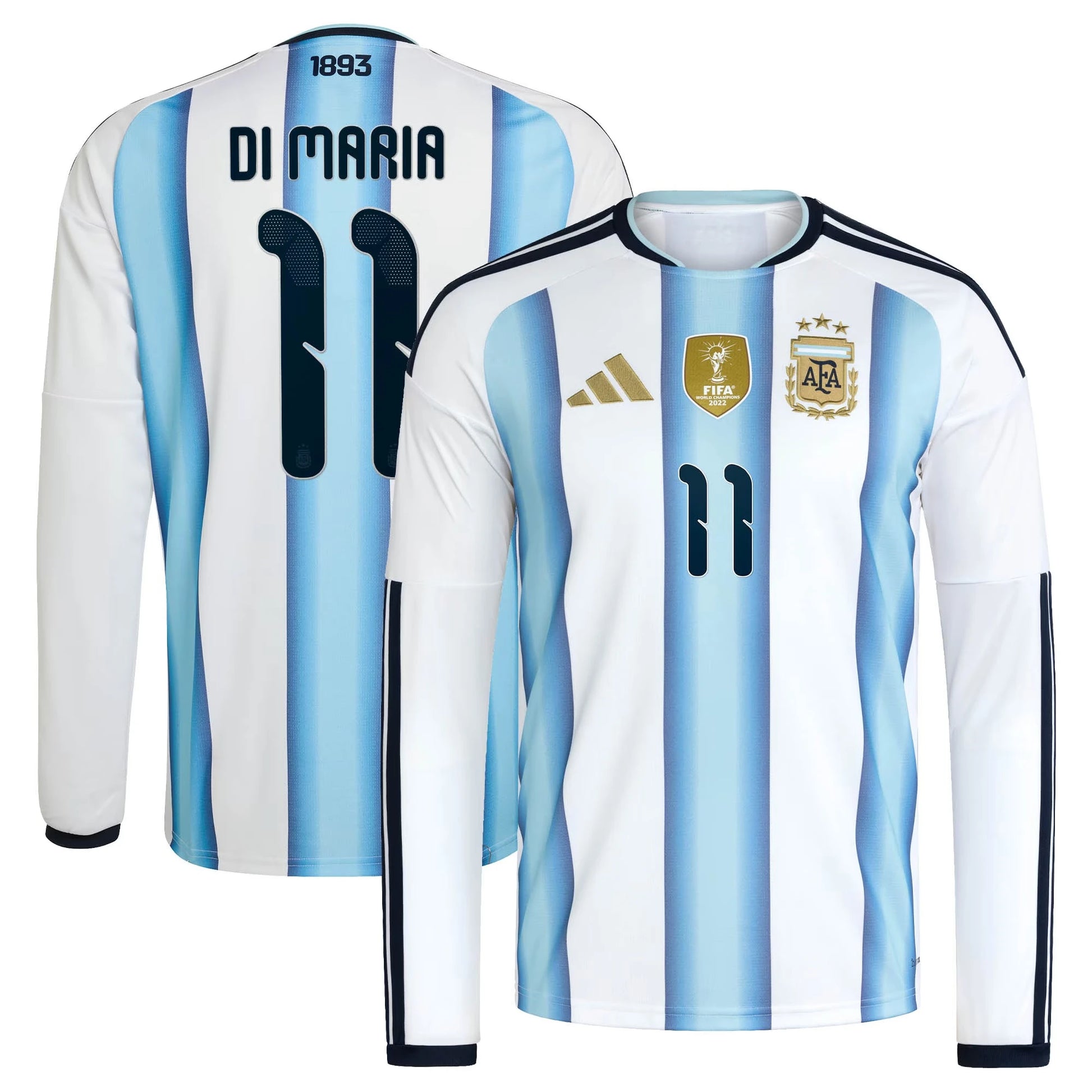 Argentina 2026 World Cup Home Men's Long-Sleeve Stadium Replica Jersey With Di Maria #11 Printing