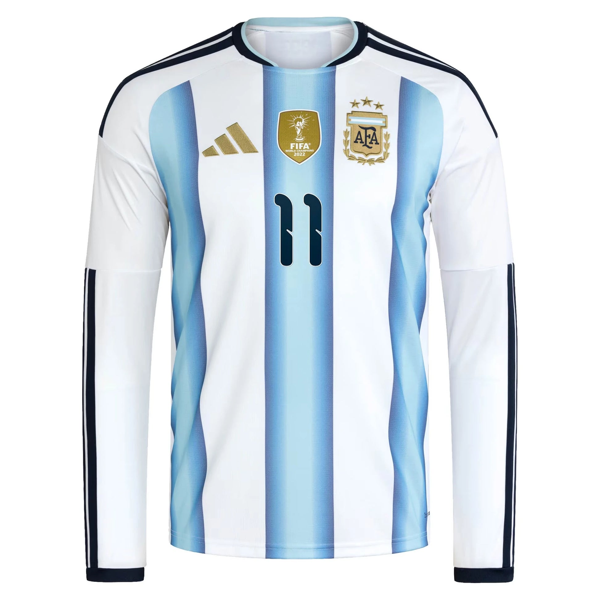 Argentina 2026 World Cup Home Men's Long-Sleeve Stadium Replica Jersey With Di Maria #11 Printing Front View