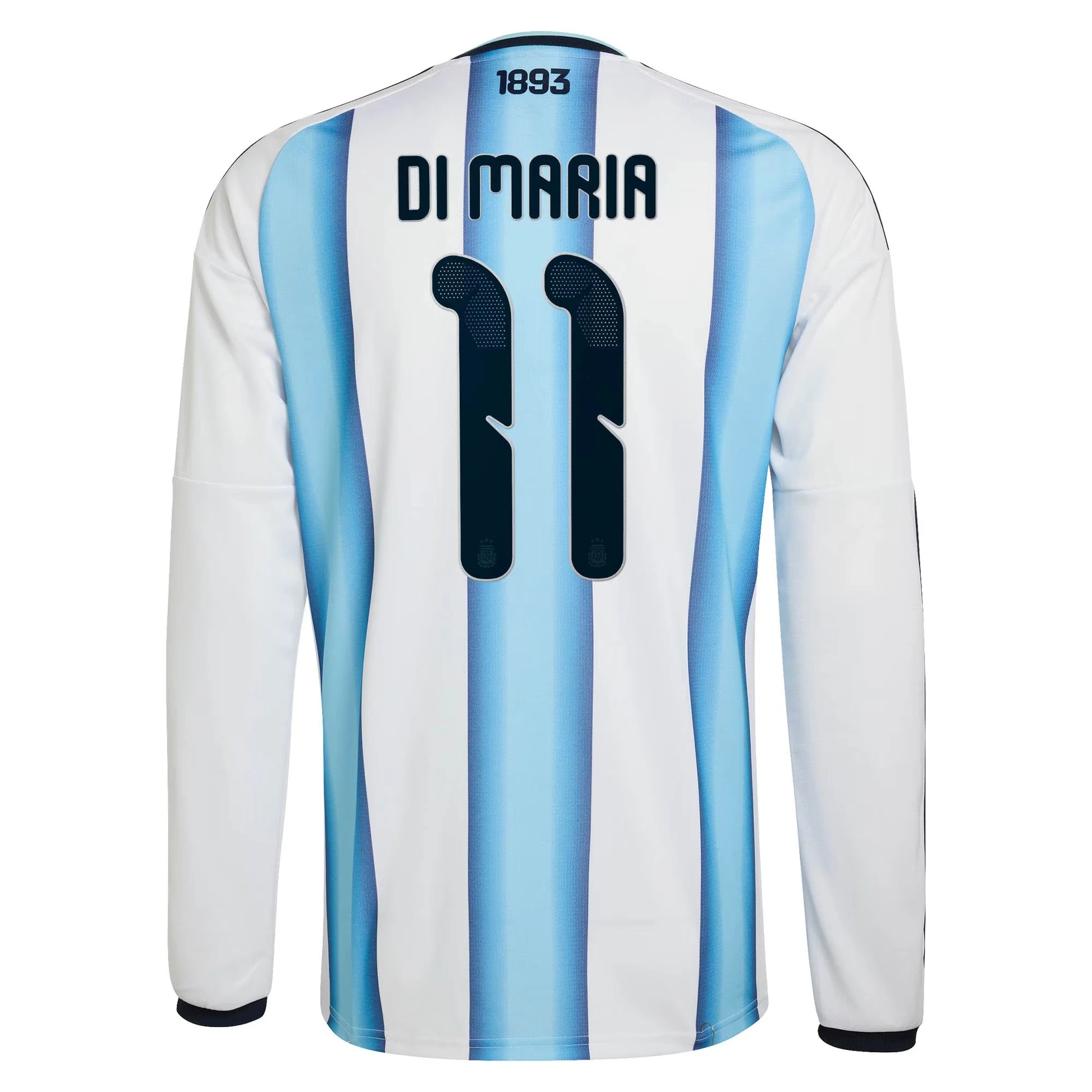 Argentina 2026 World Cup Home Men's Long-Sleeve Stadium Replica Jersey With Di Maria #11 Printing Back View