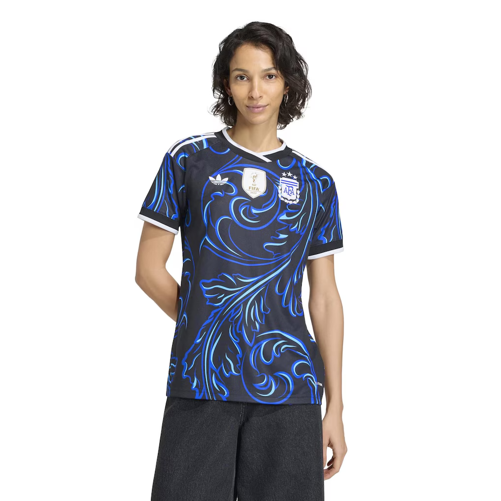 Women wearing Argentina 2026 Away Stadium Replica Jersey