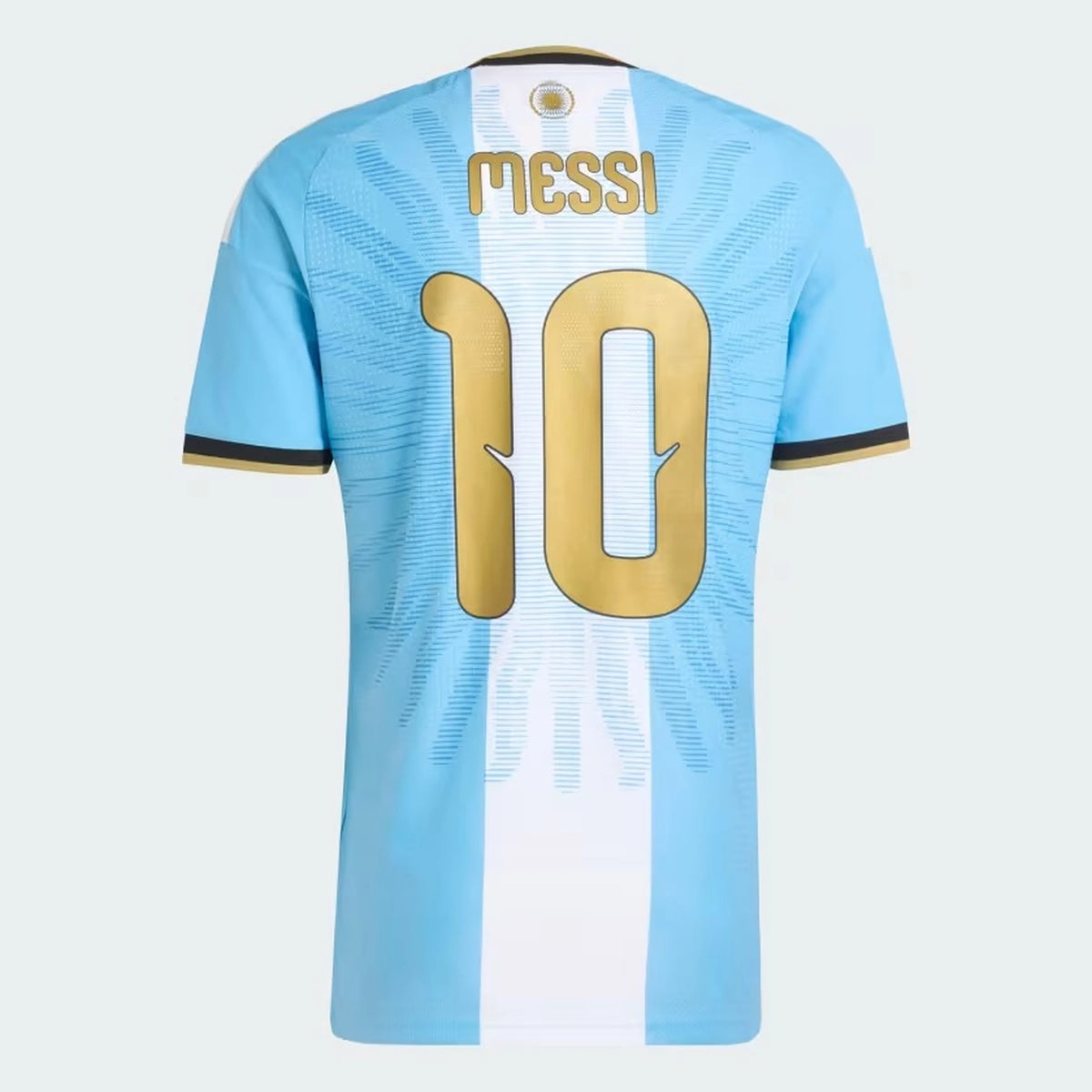 Back view of Argentina national team AFA x Messi light blue match authentic football shirt with Lionel Messi name and number 10 printing by Final Third Kit