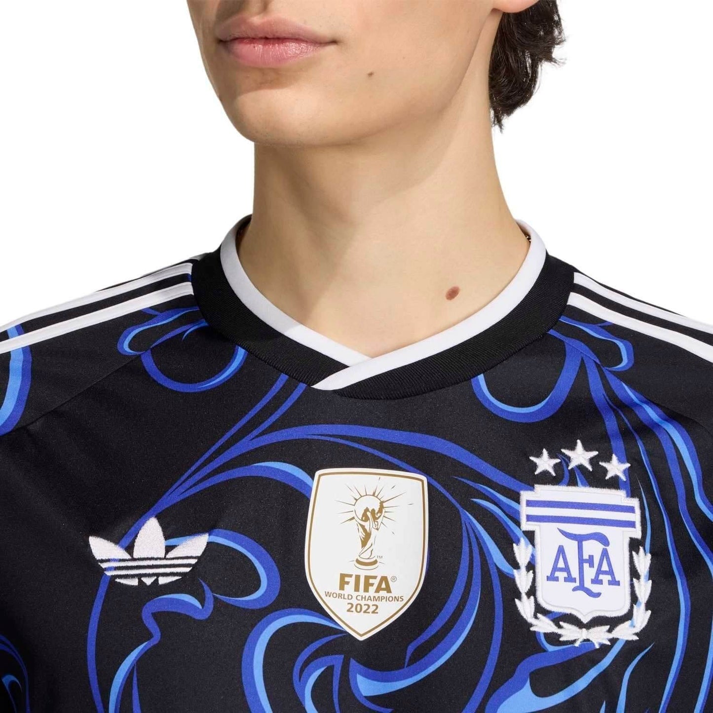 ftont details of Men's Argentina 2026 World Cup Away Stadium Replica Jersey