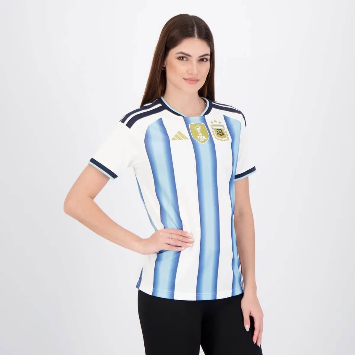 Women wearing a  Argentina 2026 Home Stadium Replica Jersey