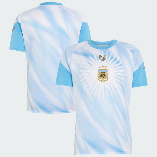 Front and back view of Argentina national team AFA x Messi light blue replica jersey featuring Lionel Messi by Final Third Kit