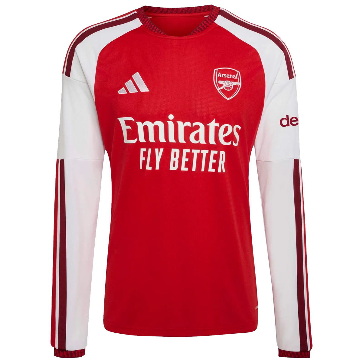 Front view of Arsenal 2026-2027 home red replica long sleeve soccer jersey by Final Third Kit