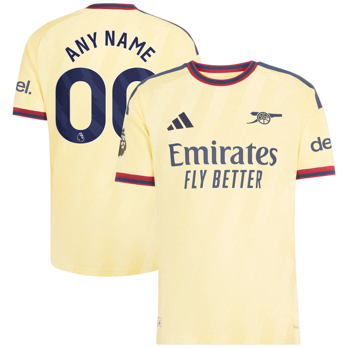 Front and back view of Arsenal 2026-2027 third yellow adidas on-field authentic custom jersey by Final Third Kit