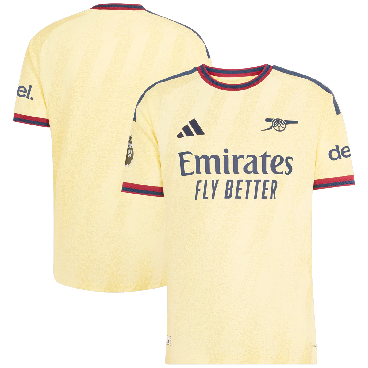 Front and back view of Arsenal 2026-2027 third yellow on-field authentic jersey by Final Third Kit