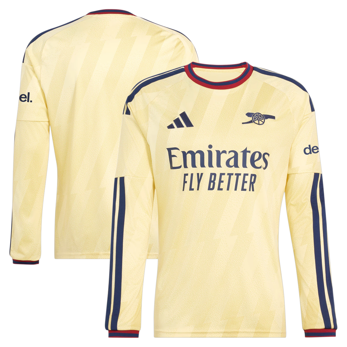 Front and back view of Arsenal 2026-2027 third yellow replica long sleeve jersey by Final Third Kit