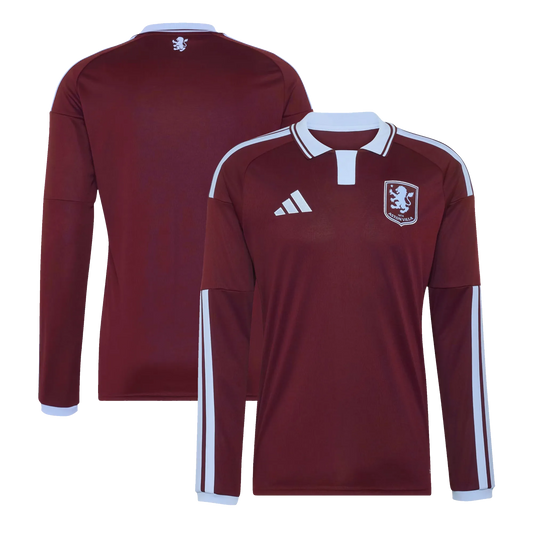 Front and back views of AAston Villa 2026/27 Home Stadium Replica Long Sleeve Jersey 