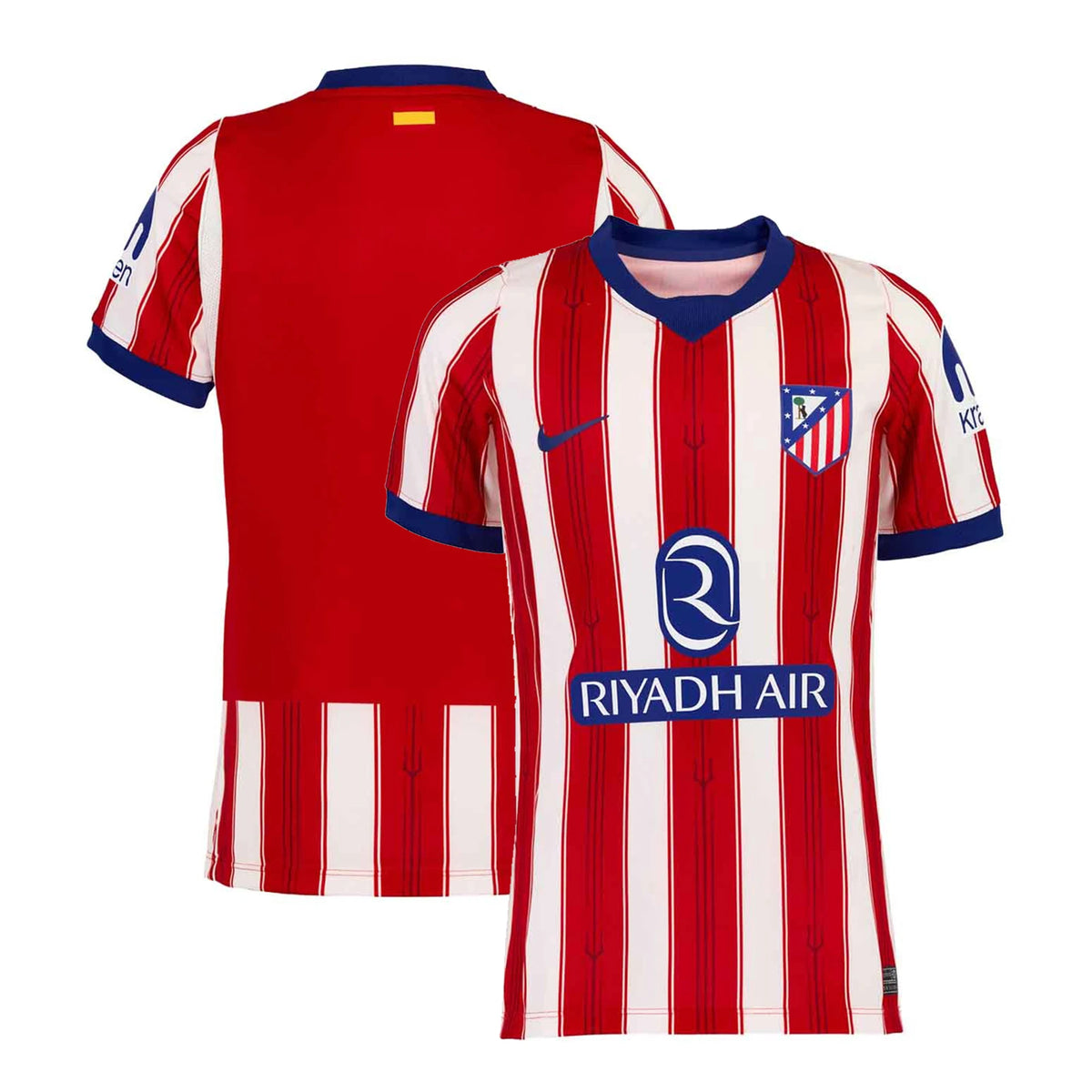 Front and back view of youth Atlético de Madrid 2026-2027 home red replica jersey by Final Third Kit
