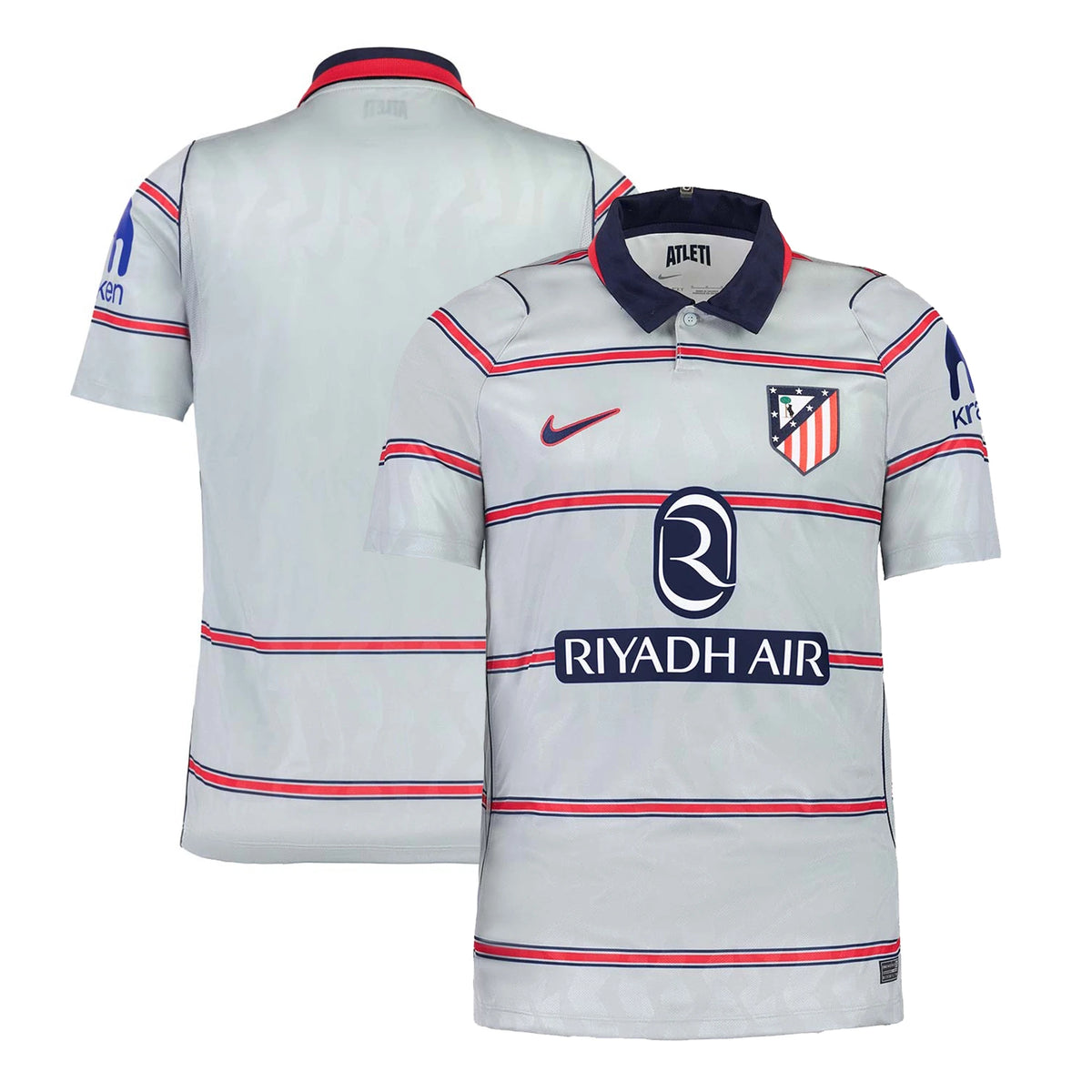 Front and back view of Atlético de Madrid 2026-2027 third grey replica jersey by Final Third Kit