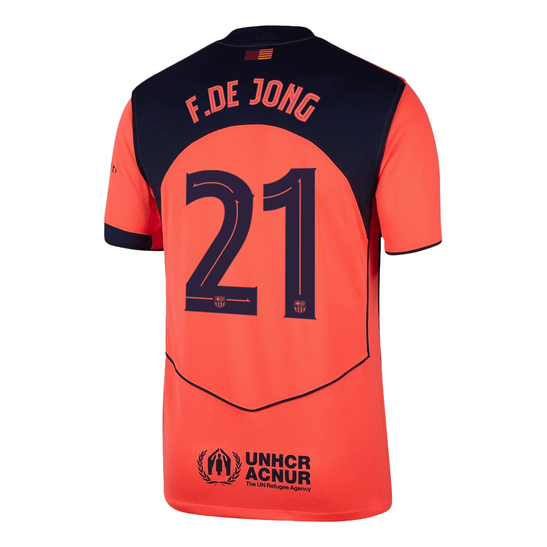 Soccer jersey with 'F.De Jong' and number '21' on a black background