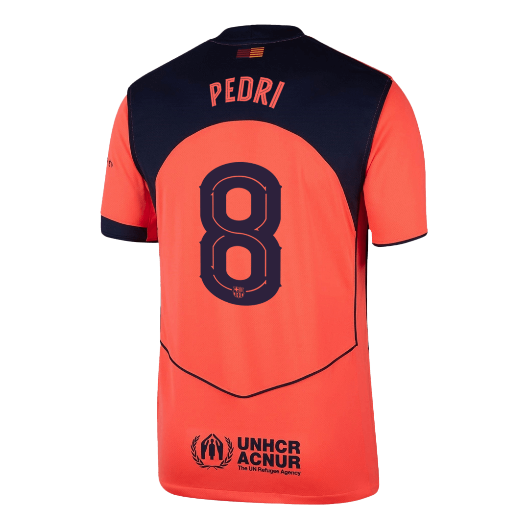  Back view of Barcelona third replica jersey showing Pedri 8 name and number print