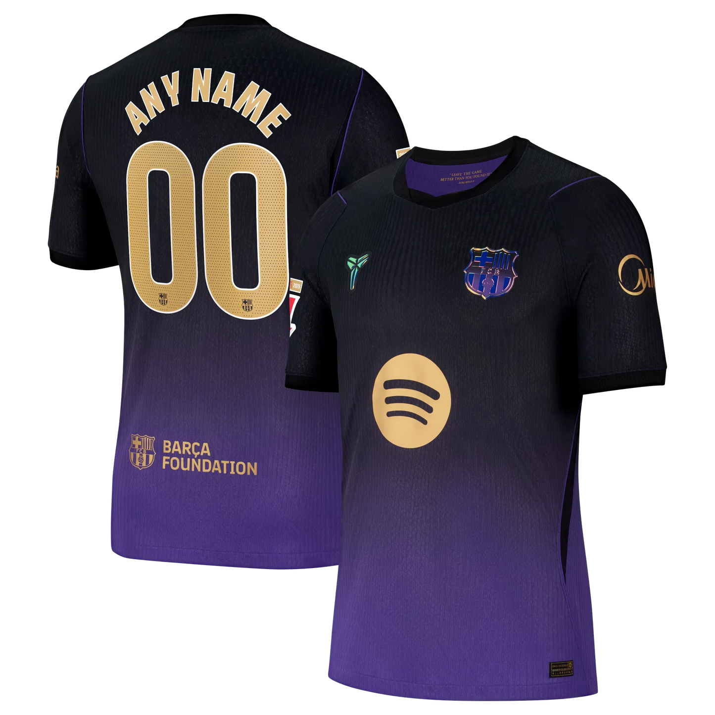 Front and back view of men's Barcelona 2026-2027 away purple match authentic custom jersey by Final Third Kit