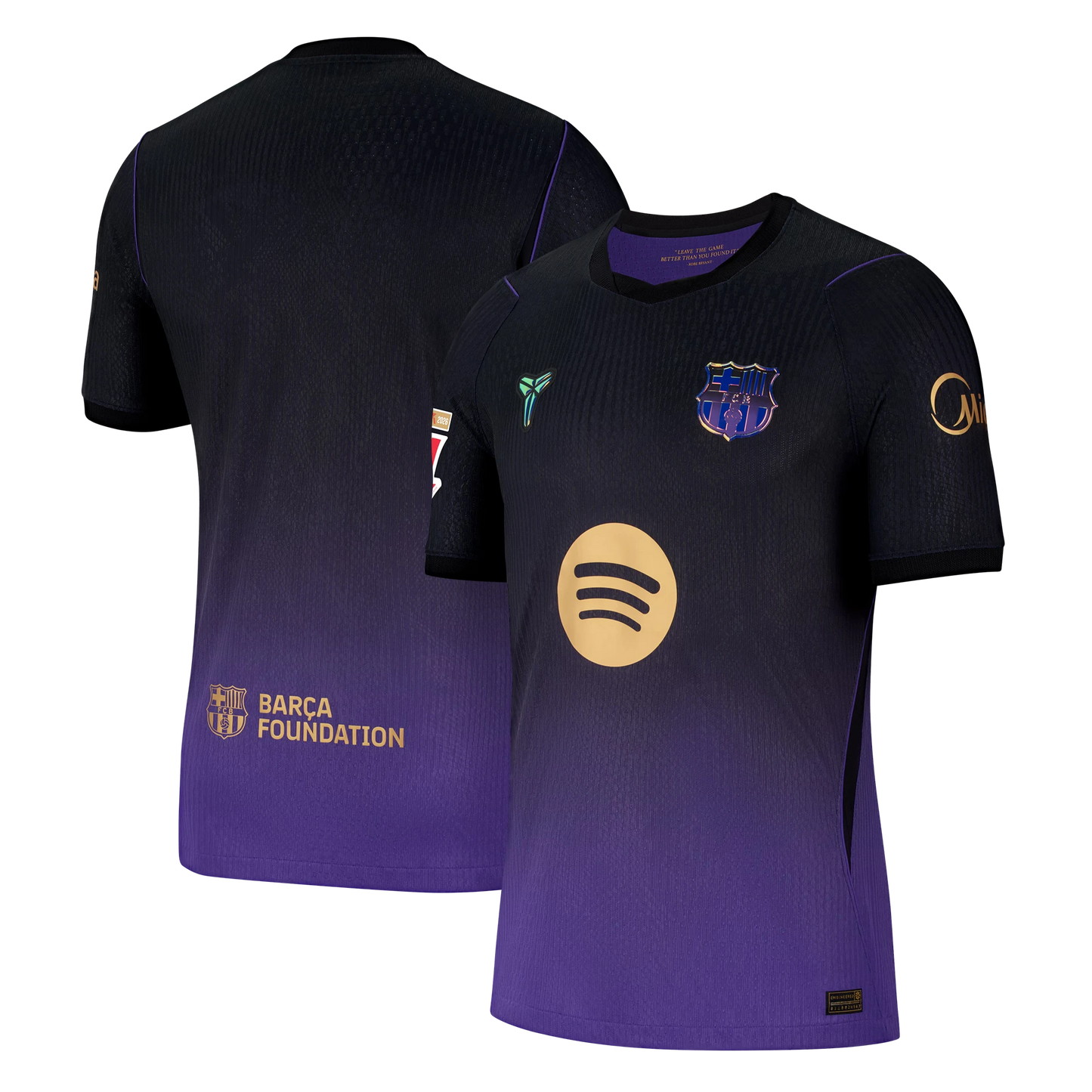 Front and back view of men's Barcelona 2026-2027 away purple match authentic jersey by Final Third Kit