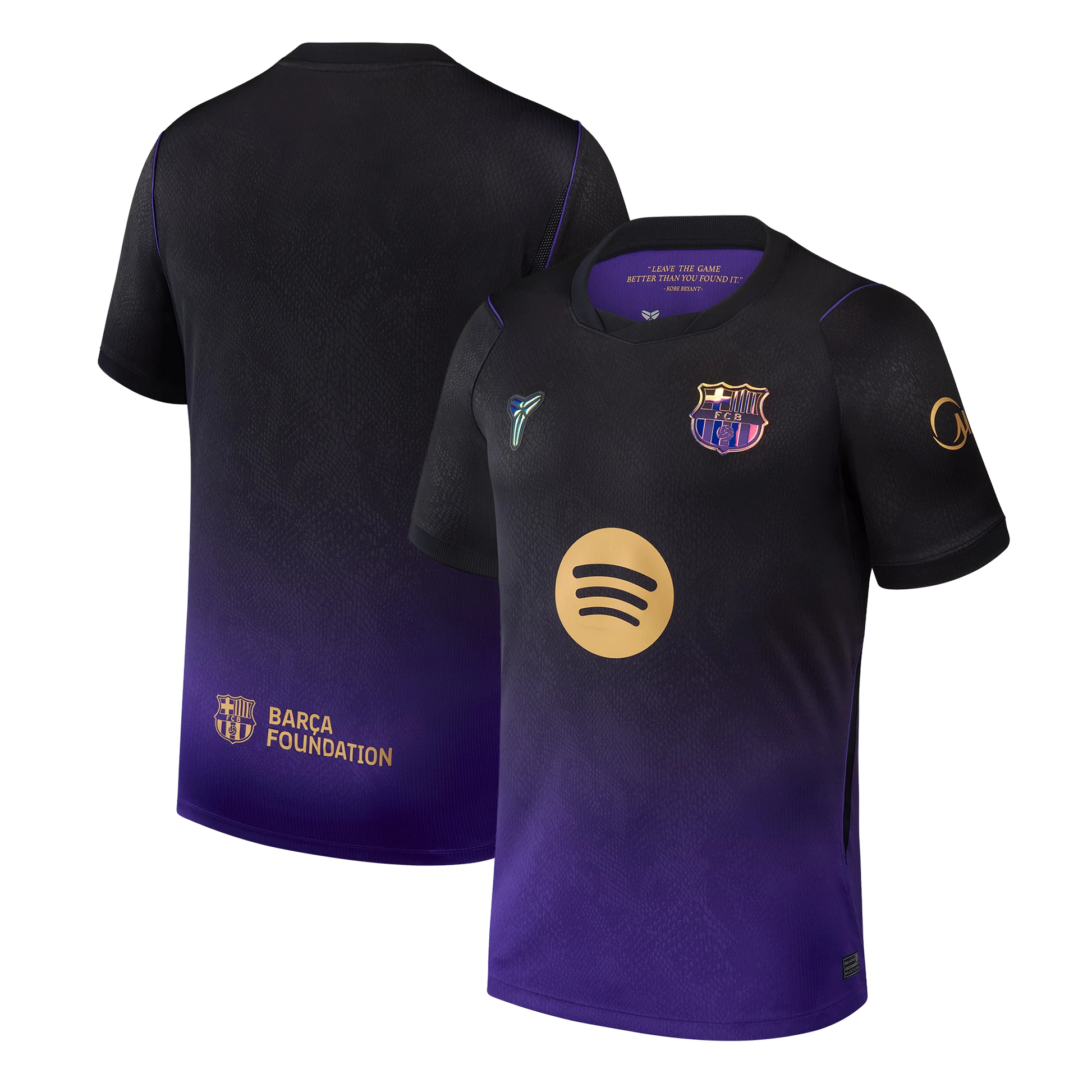 Front and back view of men's Barcelona 2026-2027 away purple stadium replica jersey by Final Third Kit