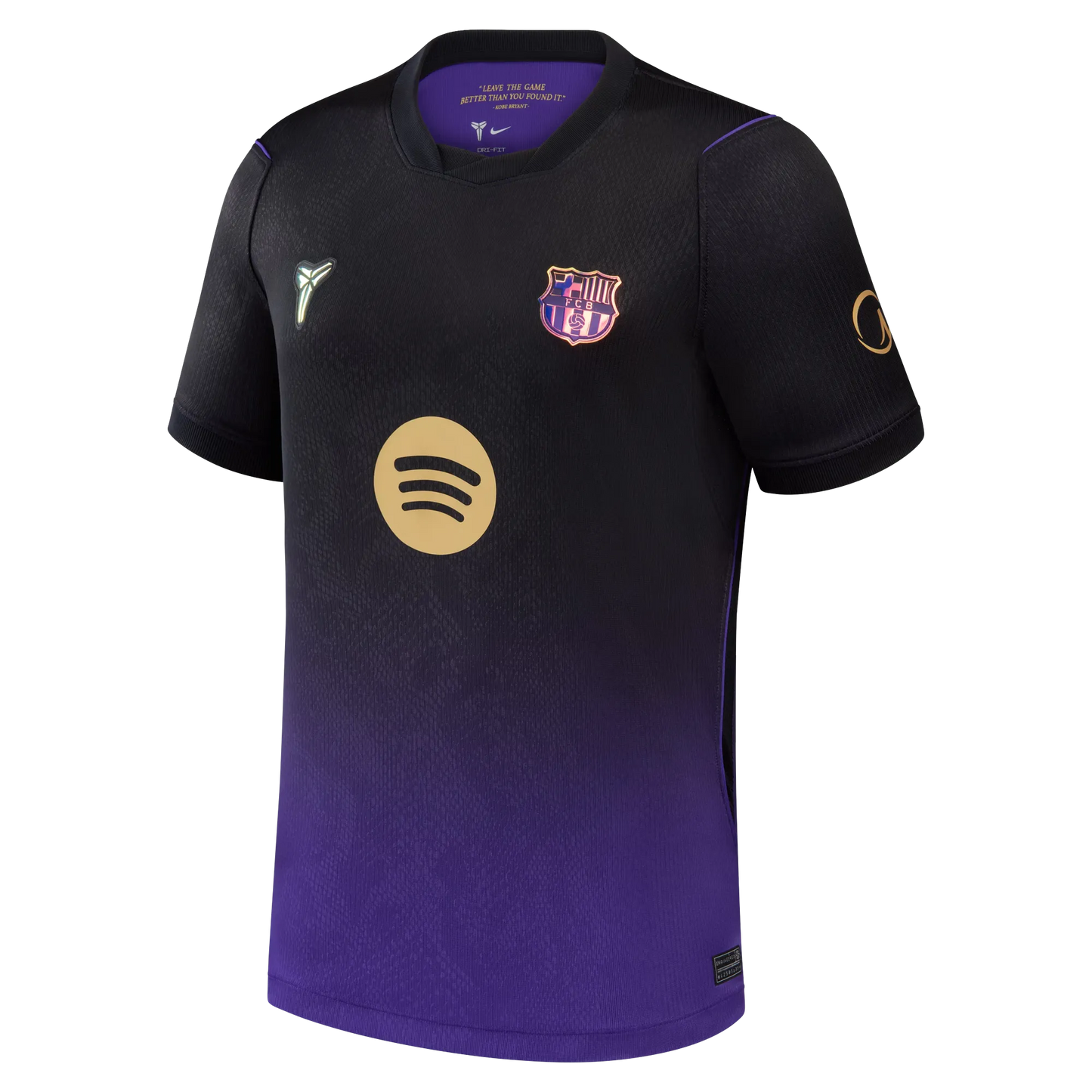 Front view of youth Barcelona 2026-2027 away purple stadium replica soccer jersey by Final Third Kit