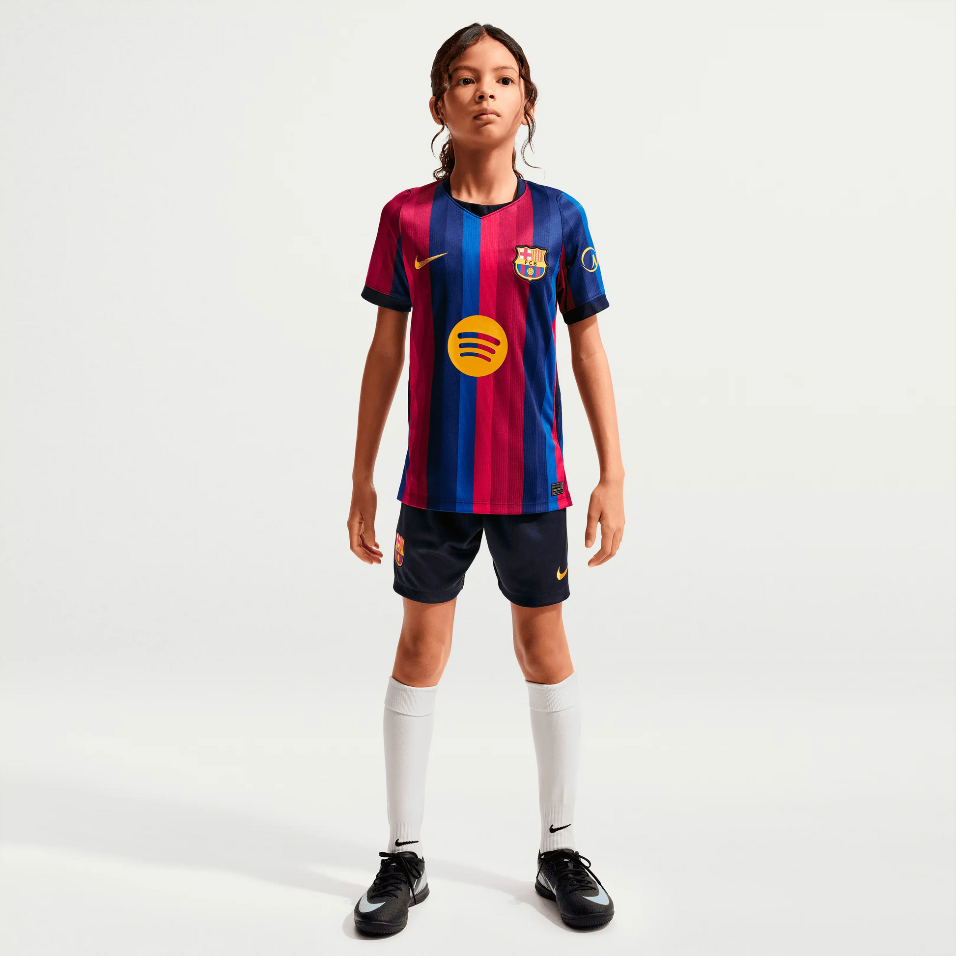 A Girl Wearing A 2627 Barcelona Home Jersey