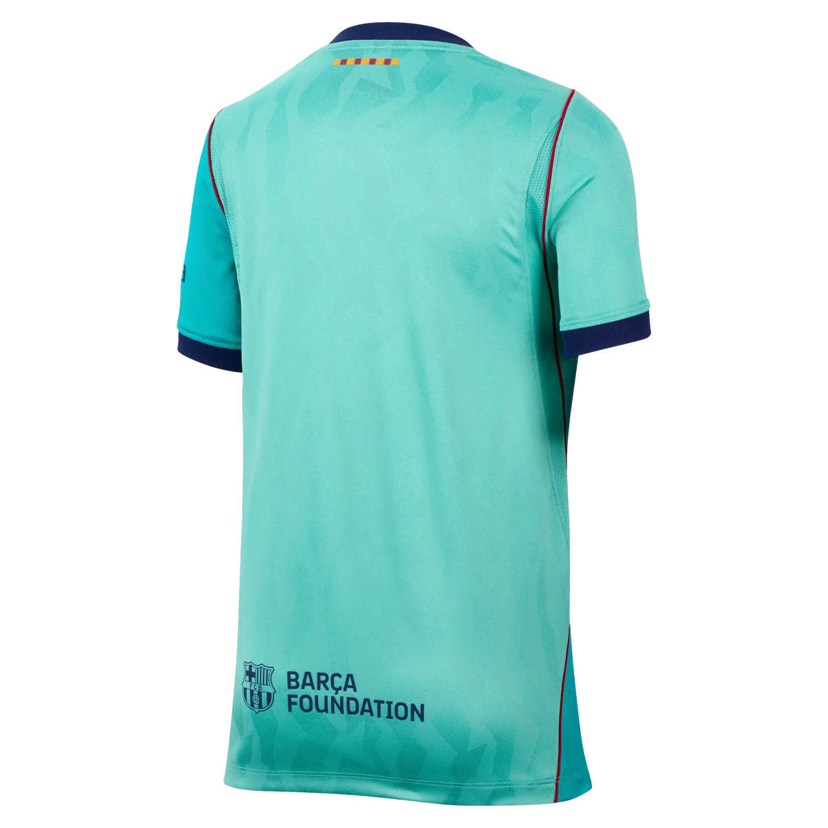 Back view of youth Barcelona 2026-2027 third turquoise stadium replica football shirt by Final Third Kit