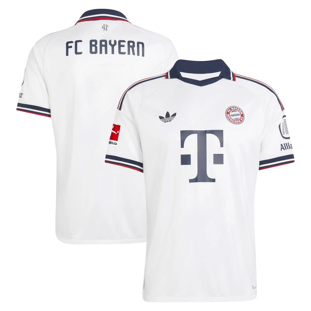 Front and back view of youth Bayern Munich 2026-2027 away white replica jersey by Final Third Kit