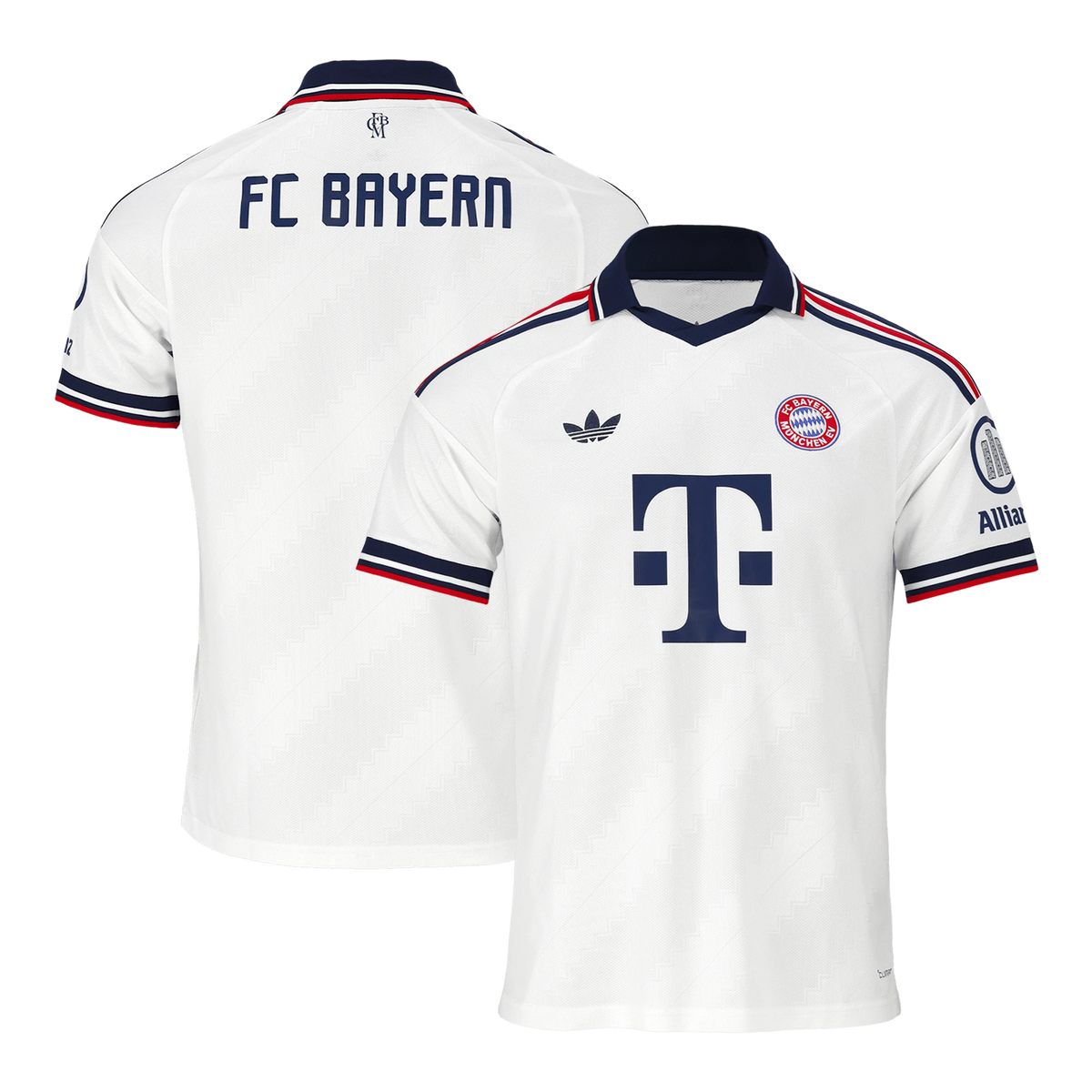 Front and back view of youth Bayern Munich 2026-2027 away white replica jersey by Final Third Kit