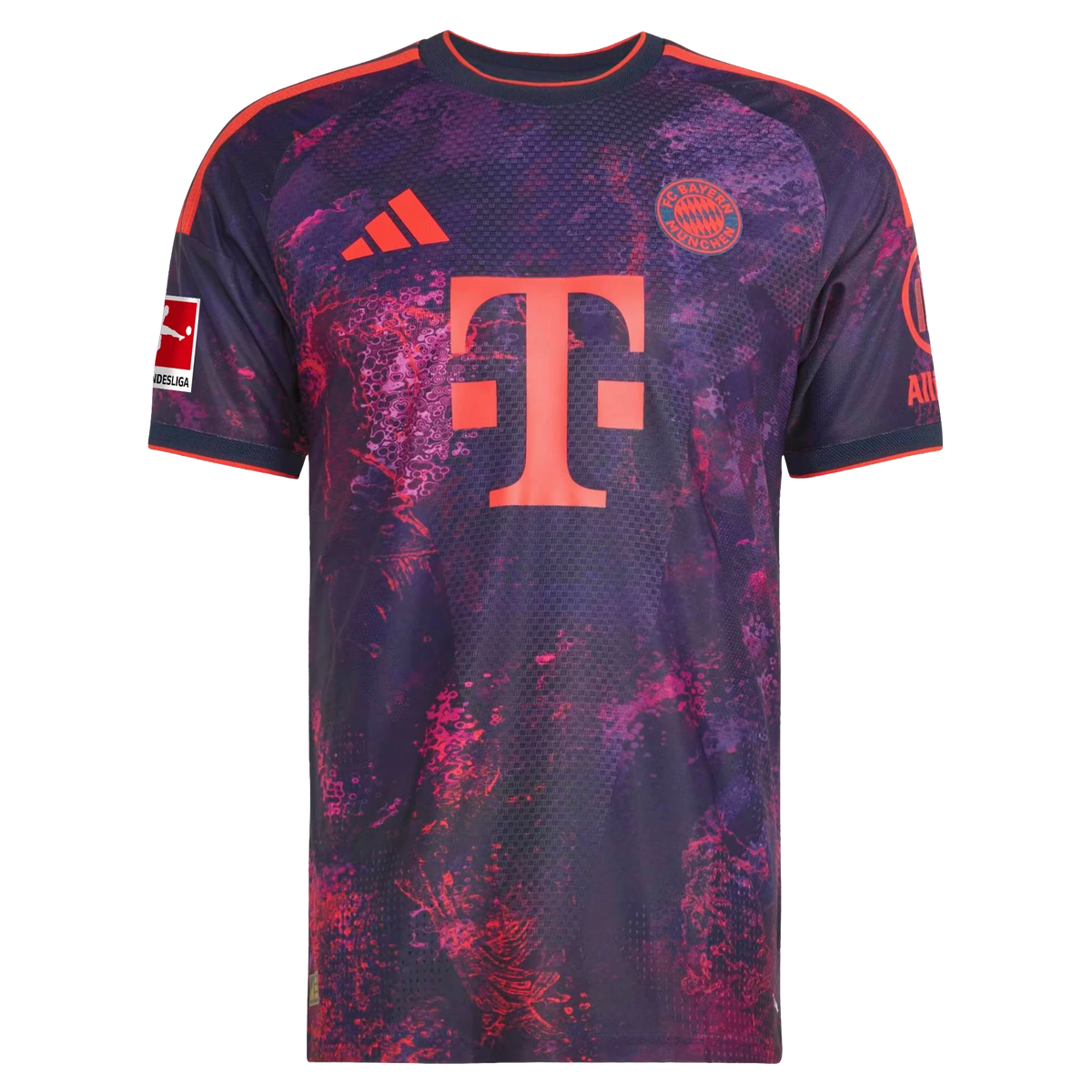 Front view of Bayern Munich 2026-2027 third purple on-field authentic patch soccer jersey by Final Third Kit