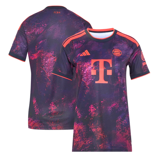 Front and back view of women's Bayern Munich 2026-2027 third purple replica jersey by Final Third Kit