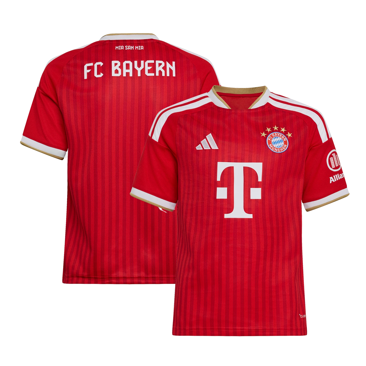 Front and back view of youth Bayern Munich 2026-2027 home red replica jersey by Final Third Kit