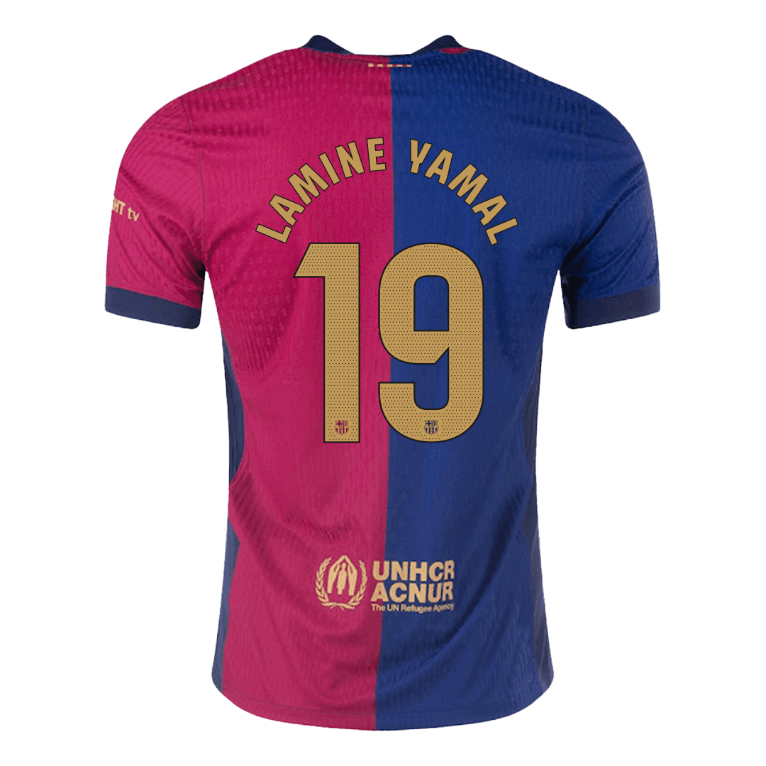 Authentic  LAMINE YAMAL #19 Barcelona Home Football Shirt 2024/25- - old sponsor