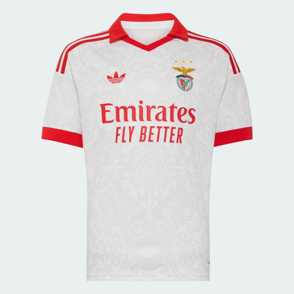 Front view of youth Benfica 2026-2027 away white stadium replica soccer jersey by Final Third Kit