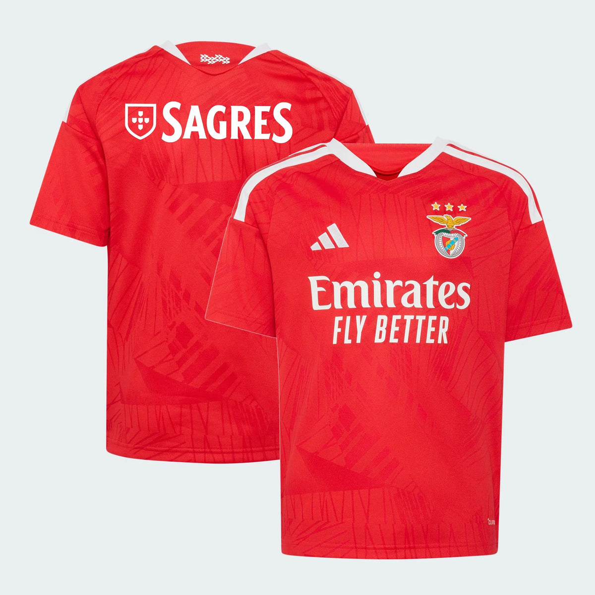 Front and back view of youth Benfica 2026-2027 home red stadium replica jersey by Final Third Kit