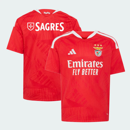 Front and back view of youth Benfica 2026-2027 home red stadium replica jersey by Final Third Kit