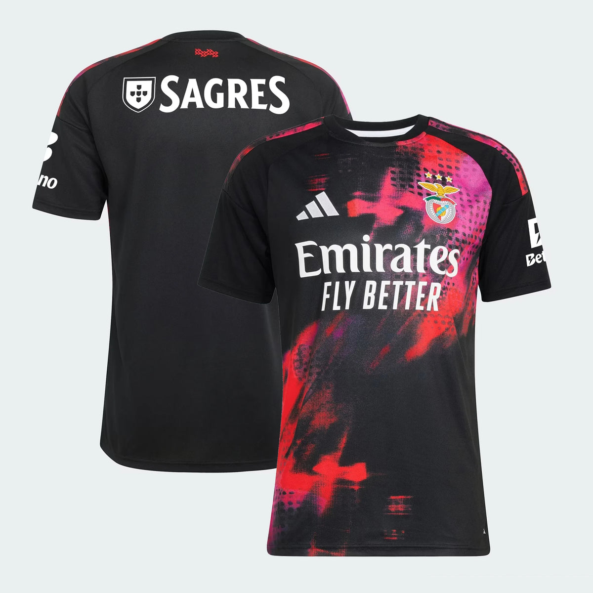 Front and back view of Benfica 2026-2027 third black stadium replica jersey by Final Third Kit