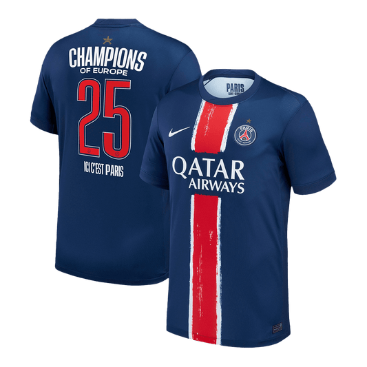 CHAMPIONS #25 PSG Soccer Jersey Home Custom Shirt 2024/25 CHAMPIONS OF EUROPE