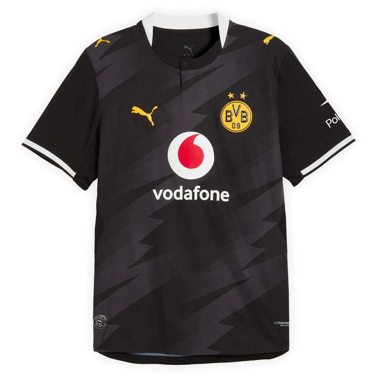 Front view of youth Borussia Dortmund 2026-2027 away black replica soccer jersey by Final Third Kit