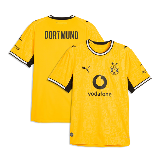 Front and back view of Borussia Dortmund 2026-2027 home yellow on-field authentic jersey by Final Third Kit