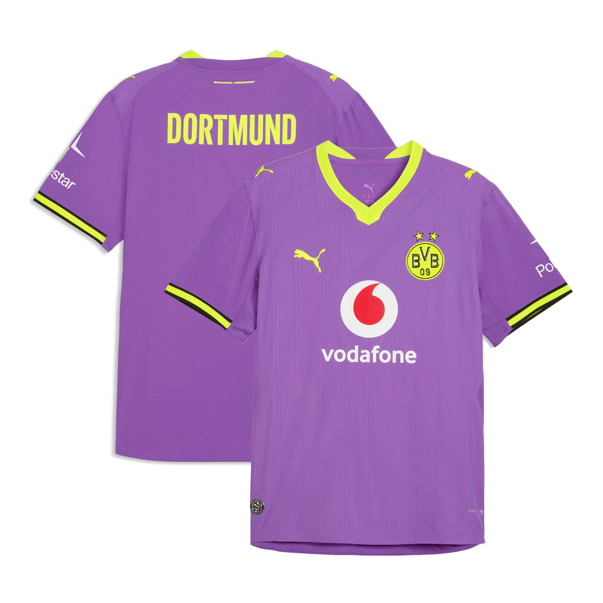 Front and back view of Borussia Dortmund 2026-2027 third purple authentic jersey by Final Third Kit