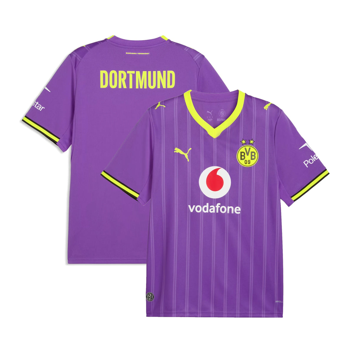 Front and back view of Borussia Dortmund 2026-2027 third purple replica jersey by Final Third Kit