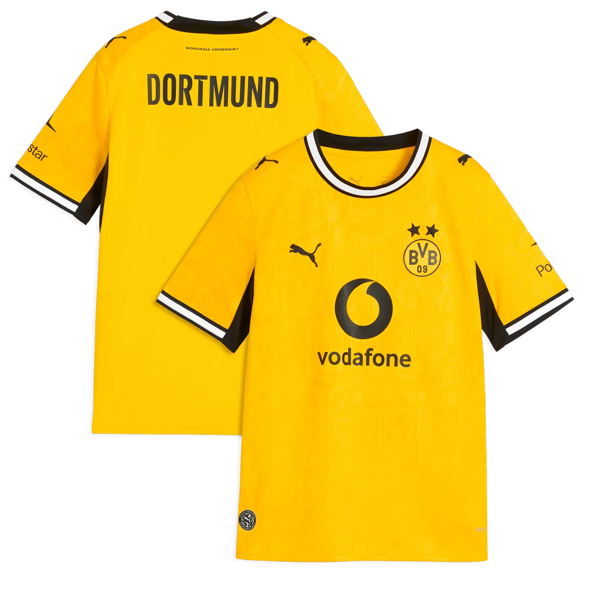 Front and back view of youth Borussia Dortmund 2026-2027 home yellow replica jersey by Final Third Kit