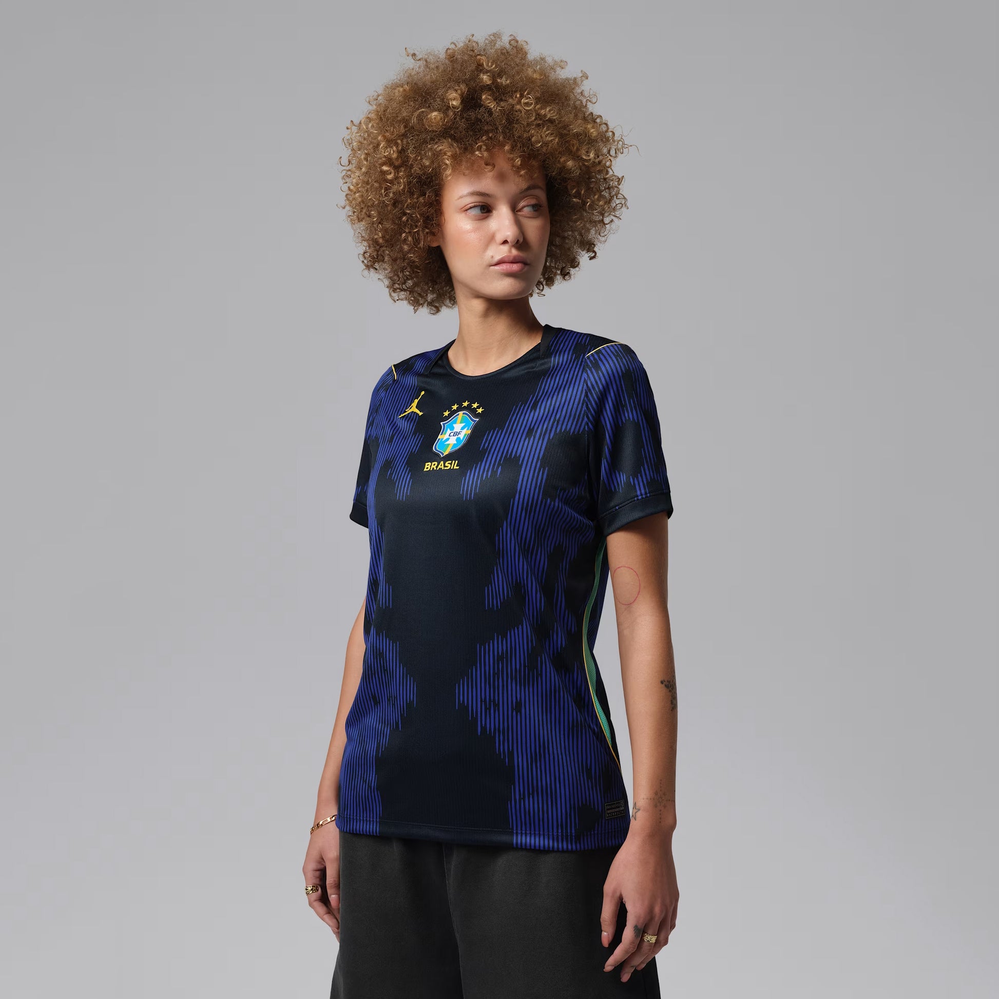 Women Wearing A Blue Brazil 2026 Away Jersey